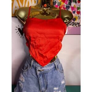 2-Piece Crop Top Bundle | SHEIN Pink Satin & Forever 21 Red Tie-Back |Size Small